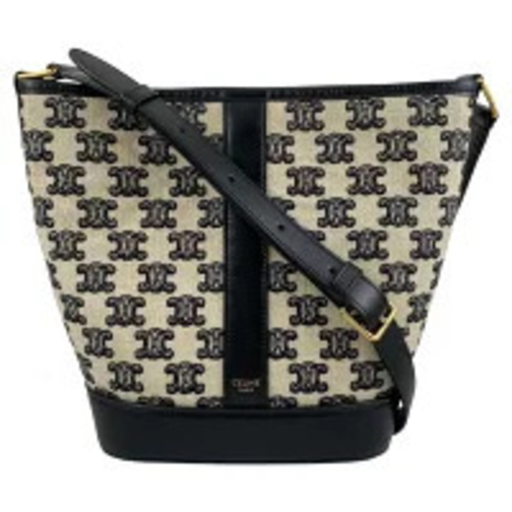 Celine Bucket Shoulder Bag Triomphe Canvas Leather
